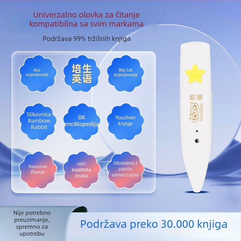 Raz Oxford univerzalna čitačka olovka za djecu — uređaj za rano obrazovanje s Pinyinom i engleskim (1–6)