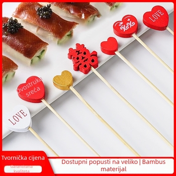 Svadbene štapiće za voće s natpisima sreće, bambus štapići za deserte, torte i dekoracije za zabave