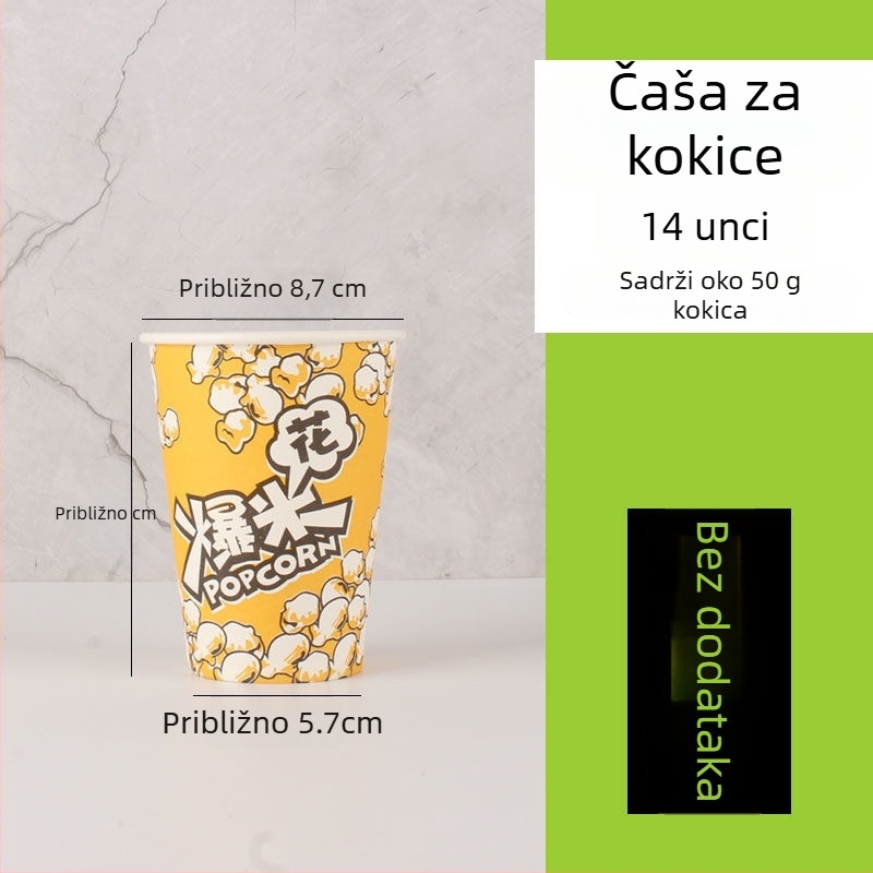 Mini jednokratna okrugla posuda za popcorn, žuta debela papirnata posuda za kino