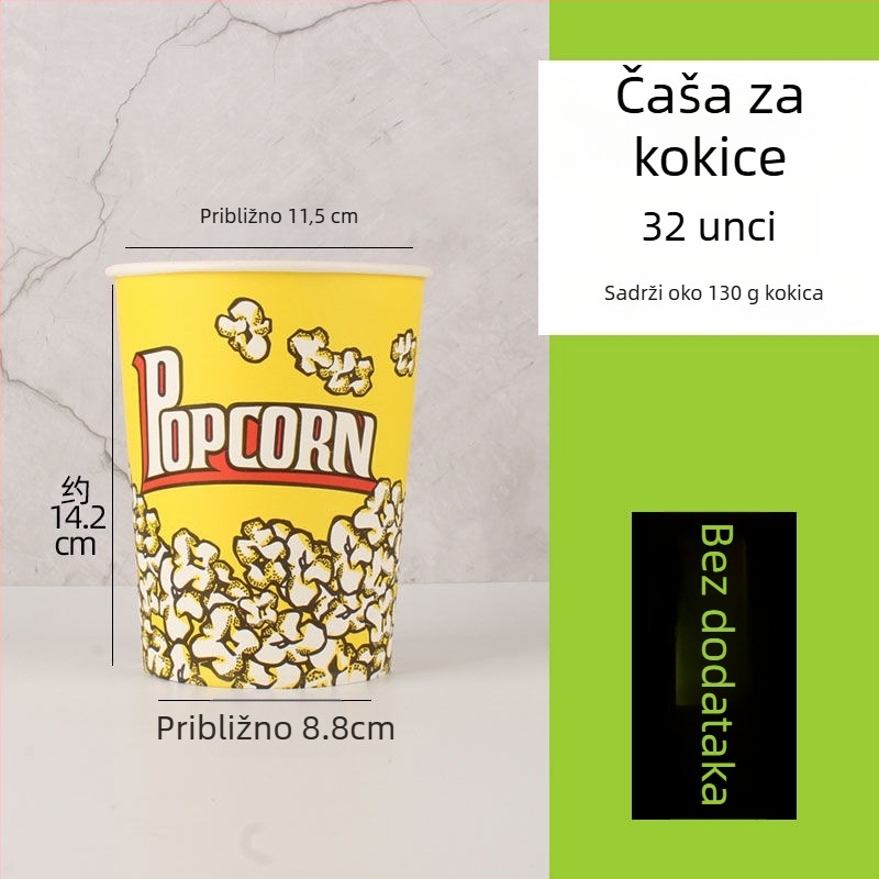 Mini jednokratna okrugla posuda za popcorn, žuta debela papirnata posuda za kino