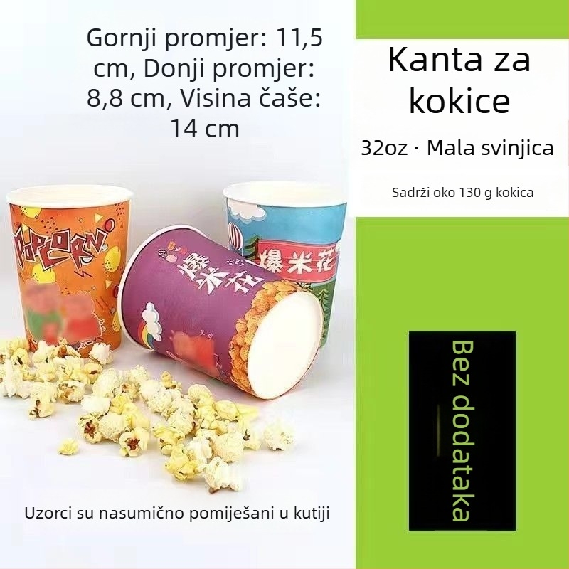 Mini jednokratna okrugla posuda za popcorn, žuta debela papirnata posuda za kino