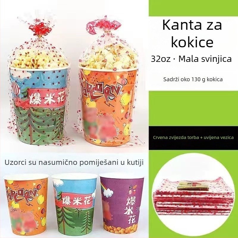 Mini jednokratna okrugla posuda za popcorn, žuta debela papirnata posuda za kino