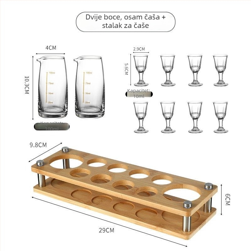Set za posluživanje pića za kućnu upotrebu, male šalice za šot, luksuzan set za vino s držačem čaša i mjernom skalom.