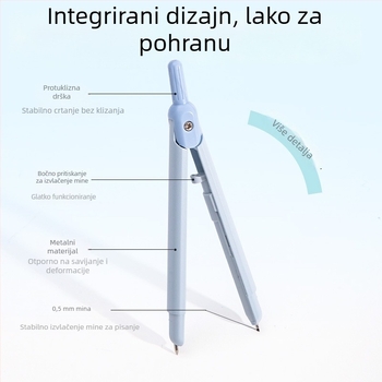 Deli VC28 olovka-kompas za učenike, plastični alat za crtanje