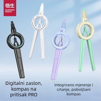 Digitalni šestar s prikazom na zaslonu i pravilo za učenike