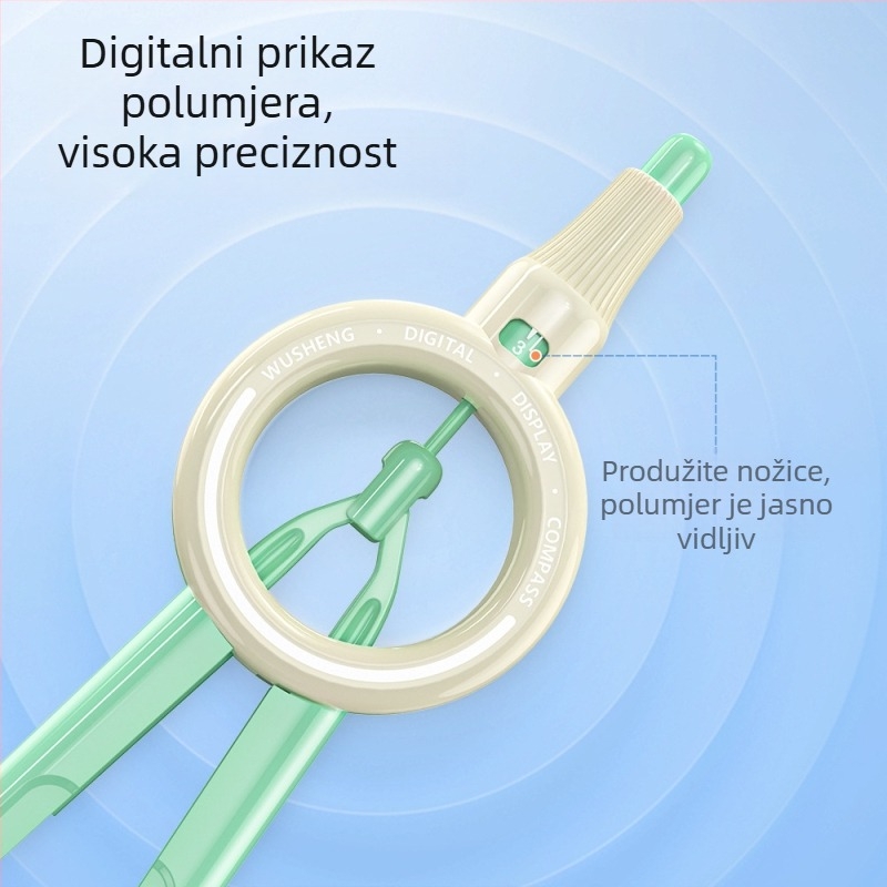 Digitalni šestar s prikazom na zaslonu i pravilo za učenike