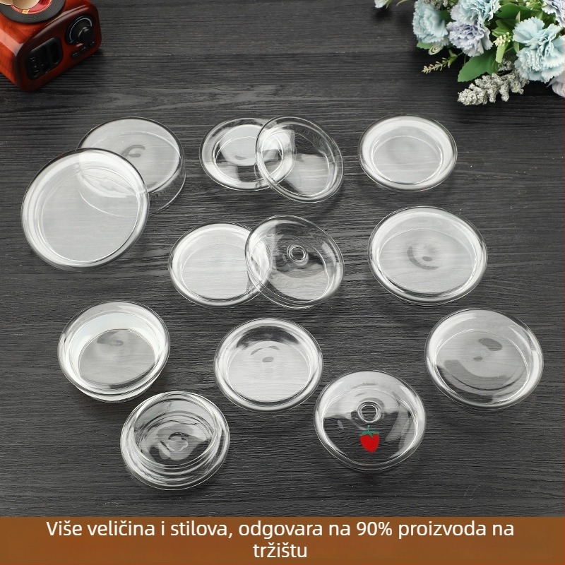 Poklopac za kuhalo od borosilikatnog stakla s visokim držačem — univerzalni poklopac za čajnik i šalice, okrugli stakleni poklopac