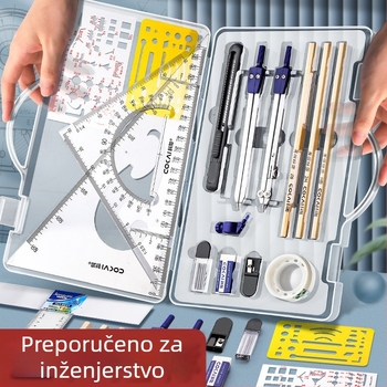 Set alata za tehničko crtanje za inženjerske crteže, kružilo i alati za crtanje za studente arhitekture