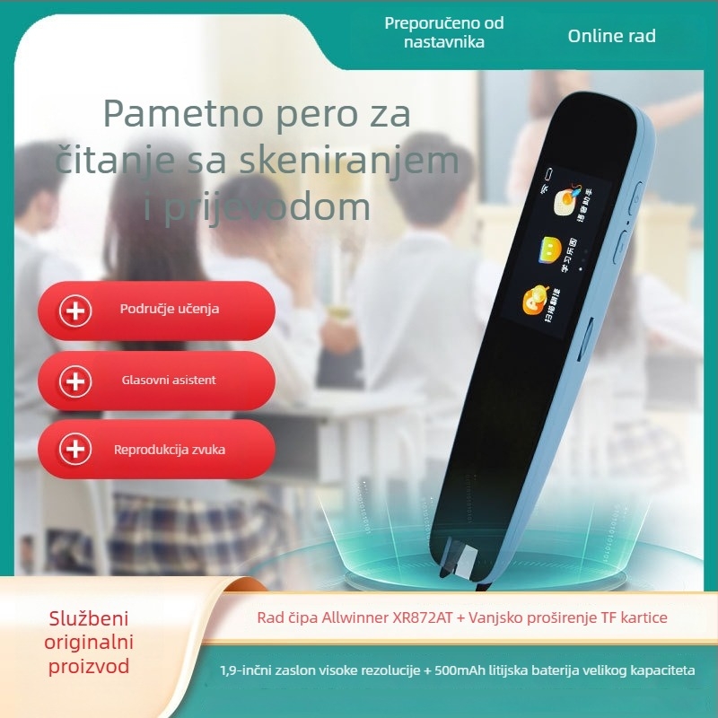 AI pametni rječnik-olovka sa skeniranjem i prijevodom, za osnovnu i srednju školu, offline.