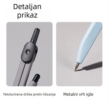 Deli VC1 Metalni set kompas za osnovnu i srednju školu — alat za crtanje pri ispitima, 2B olovka