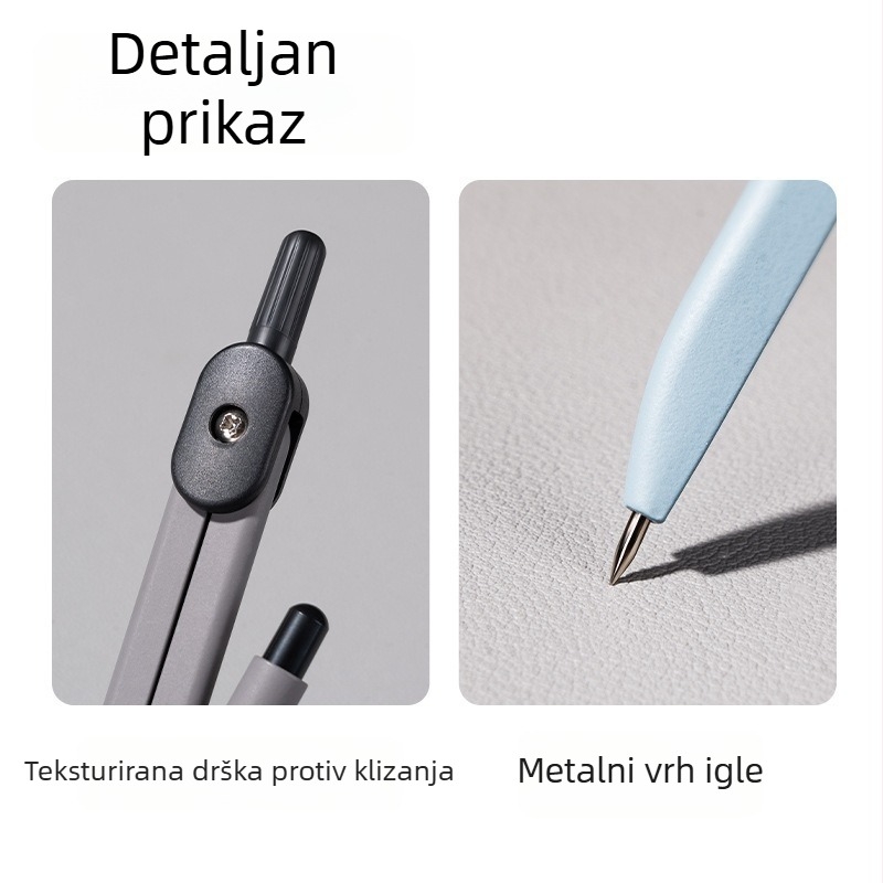 Deli VC1 Metalni set kompas za osnovnu i srednju školu — alat za crtanje pri ispitima, 2B olovka