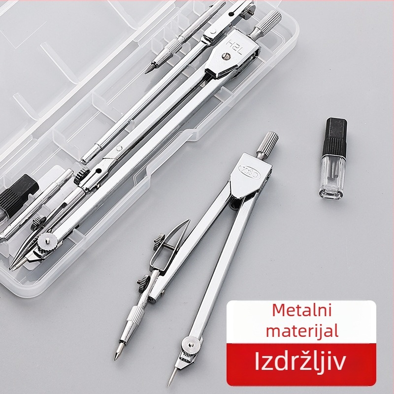 Metalni set kompasa za crtanje – inženjersko crtanje, veliki kompas