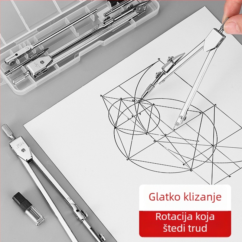 Metalni set kompasa za crtanje – inženjersko crtanje, veliki kompas