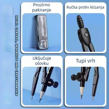 Metalni šestar Small Fish 2218 s držačem za olovku, za učenike osnovne i srednje škole, geometrija