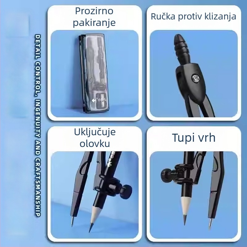 Metalni šestar Small Fish 2218 s držačem za olovku, za učenike osnovne i srednje škole, geometrija