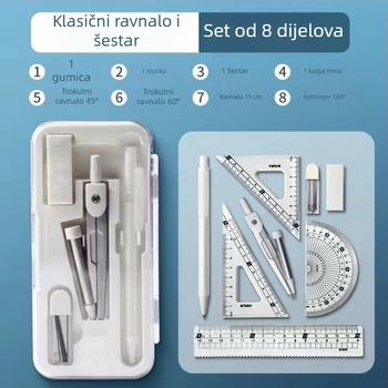 ACS908E5 Set kružilo i ravnalo za učenike, osmeročlani, 15 cm