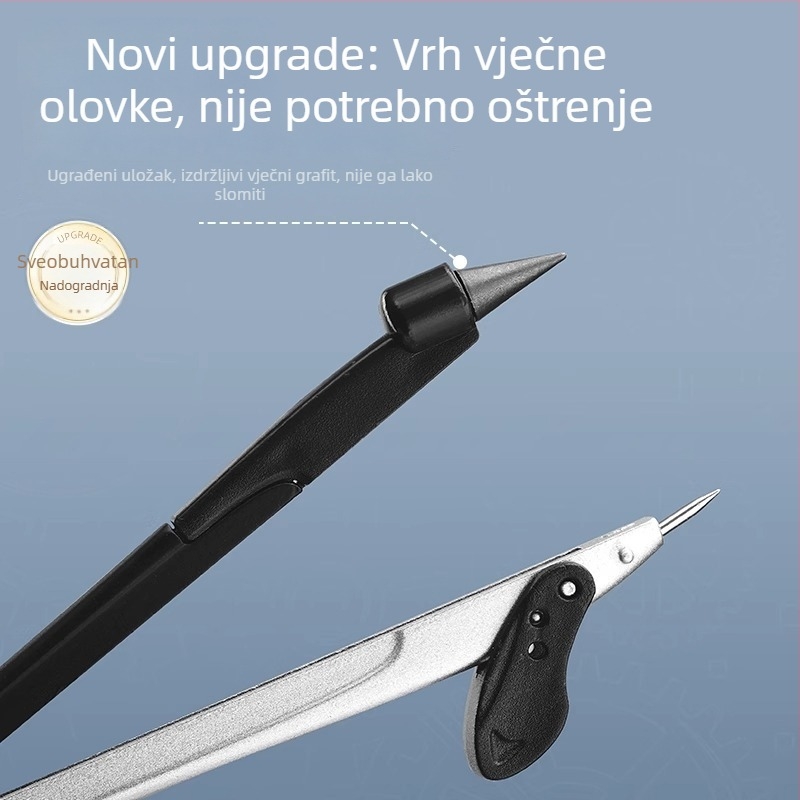 Set od 9 dijelova: šestar i ravnalo za učenike – geometrijski alati uključuju šestar, ravnalo, trokut i kutomjer