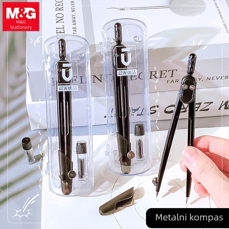 Brand 90884 Metalni šestar s mat crnim završetkom, za učenike osnovne škole – jednostavan alat za crtanje