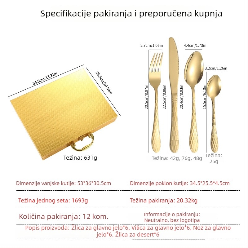 Set pribora od nehrđajućeg čelika – Water Cube dizajn, 24/36/48 komada, poklon kutija