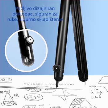 Kružni sat s digitalnim zaslonom i ugrađenim ravnalom — sve u jednom za učenike, geometrijski komplet s zamjenjivim grafitnim olovkama