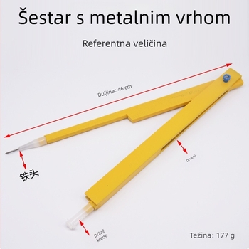 Drveni kompas za crtanje na ploči kredom, nastavna pomagala iz matematike u osnovnoj školi