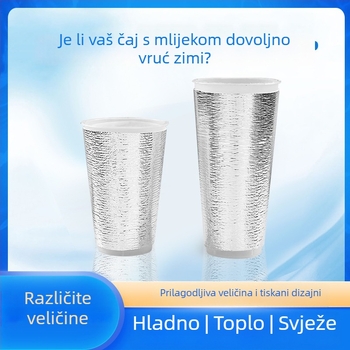 500 ml izolacijski omotač za šalicu čaja s mlijekom, jednorazni aluminijski folijski sloj od biserne pjene – održava toplu ili hladnu