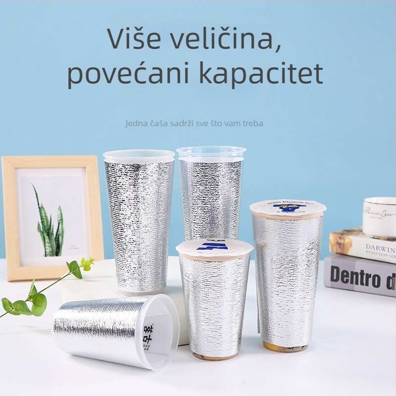 500 ml izolacijski omotač za šalicu čaja s mlijekom, jednorazni aluminijski folijski sloj od biserne pjene – održava toplu ili hladnu