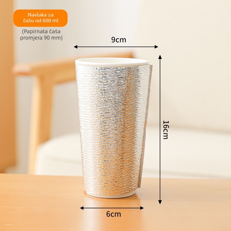 500 ml izolacijski omotač za šalicu čaja s mlijekom, jednorazni aluminijski folijski sloj od biserne pjene – održava toplu ili hladnu