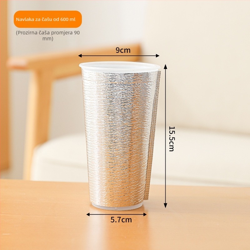 500 ml izolacijski omotač za šalicu čaja s mlijekom, jednorazni aluminijski folijski sloj od biserne pjene – održava toplu ili hladnu