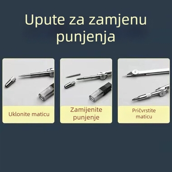 Nerđajući čelični set kompas za učenike — alati za crtanje