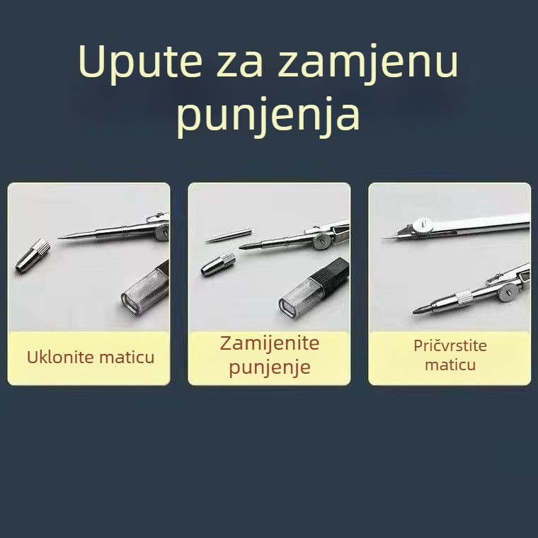 Nerđajući čelični set kompas za učenike — alati za crtanje