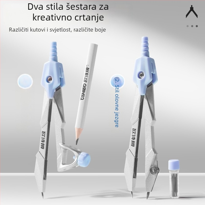 Set kružnog pribora i ravnala za crtanje – za učenike, srednja škola