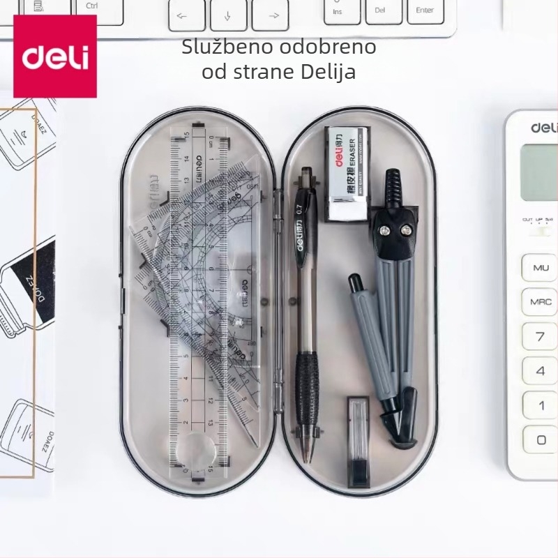 Deli 9591 8-dijelni set kružilo i ravnalo za učenike
