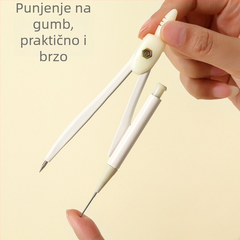 Metalni set za crtanje s kružilom, sedam dijelova, minimalistički stil, školski pribor