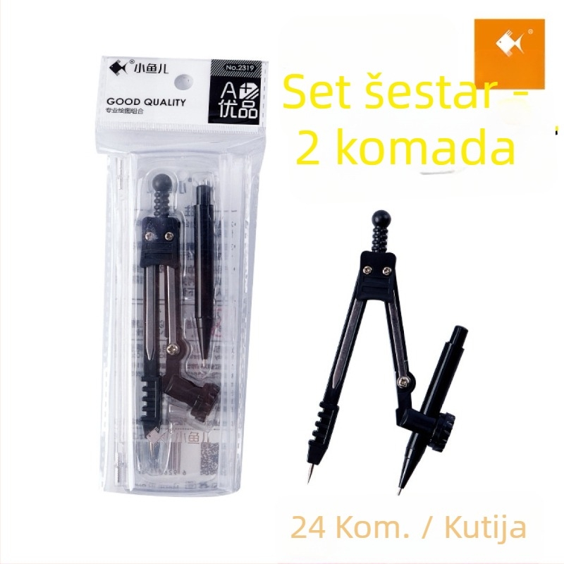 Little Fish 2319 kružilo, set od 2 komada za učenike, metalni alati za crtanje matematike