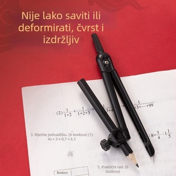 Deli 72159 Šestar s klipom za olovku, dvodijelni set za učenike, 2B olovka