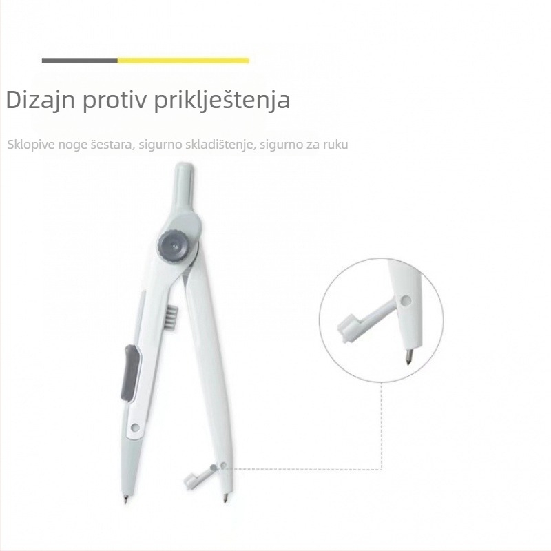 Metalni kompas s blokadom za učenike — set za crtanje kružnica za ispite, s klik-aktivacijom grafitnog olovka