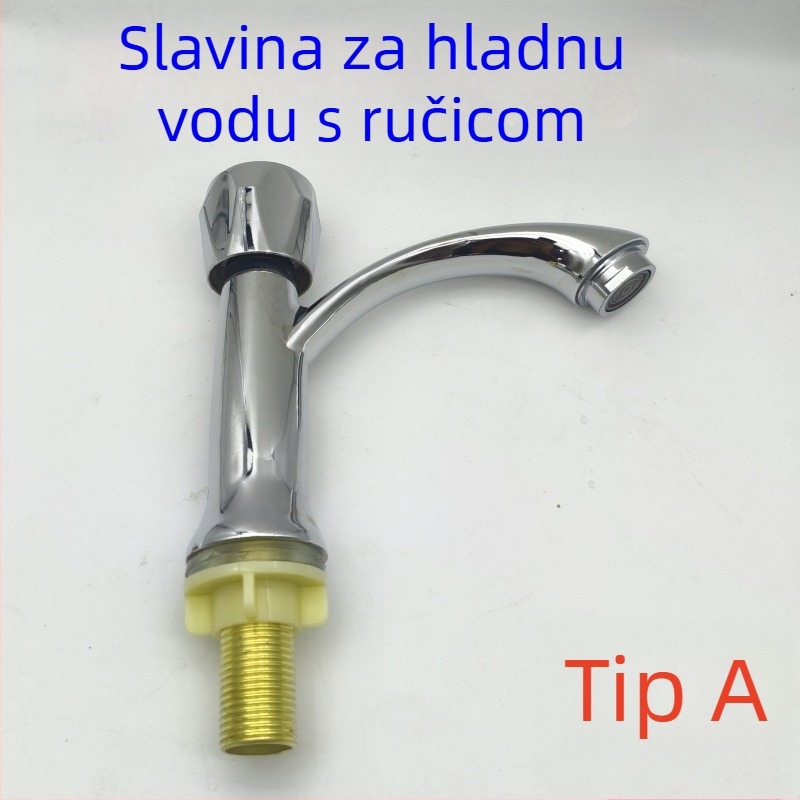 Jednoručni slavine za kupaonski umivaonik, hladna voda, s jednim otvorom
