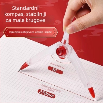 Plastični kompas bez metalnih dijelova, 2B grafit, model S908K6, alat za crtanje i dizajn za studente, ne savija se
