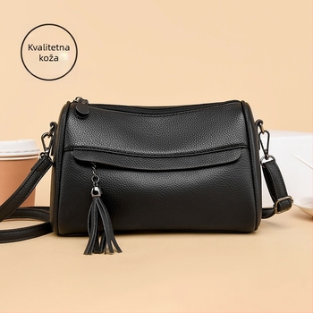 Ženska torbica od prve slojevine teleće kože, oblik jastuka, velika kapaciteta, crossbody torba preko ramena