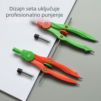 Plastični šrafni kružnik s rotirajućom ručkom za crtanje, geometriju i matematiku učenicima