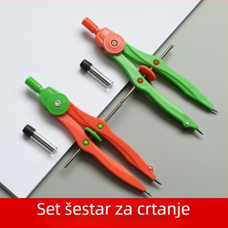 Plastični šrafni kružnik s rotirajućom ručkom za crtanje, geometriju i matematiku učenicima