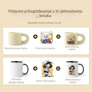Keramička šalica s prilagođenom fotografijom i logotipom putem toplinskog prijenosa