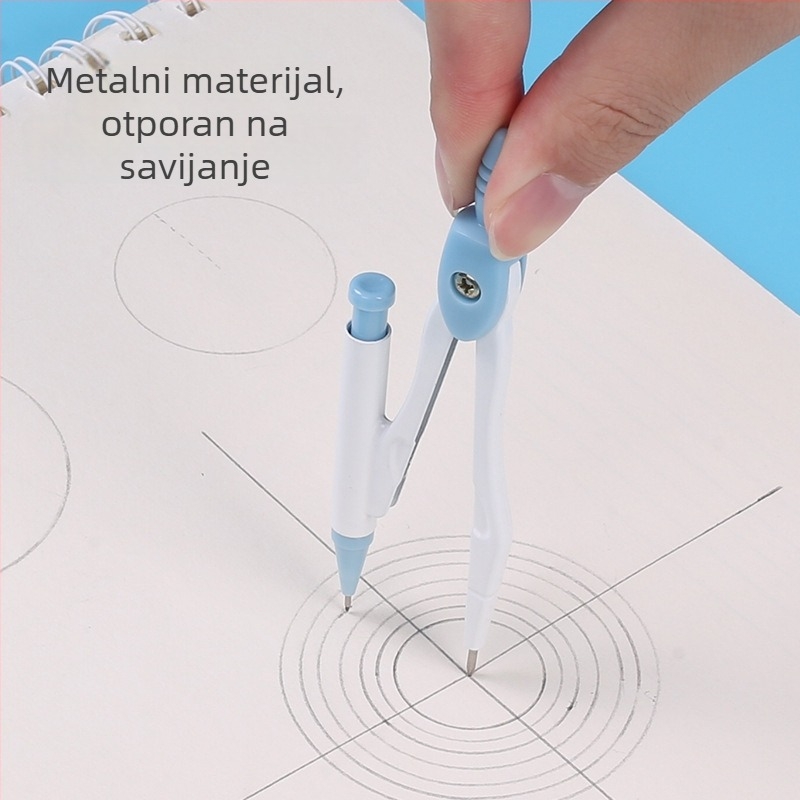 Hobbies Set šestar za učenike – metalni šestar i ravnalo za crtanje, 3-dijelni set