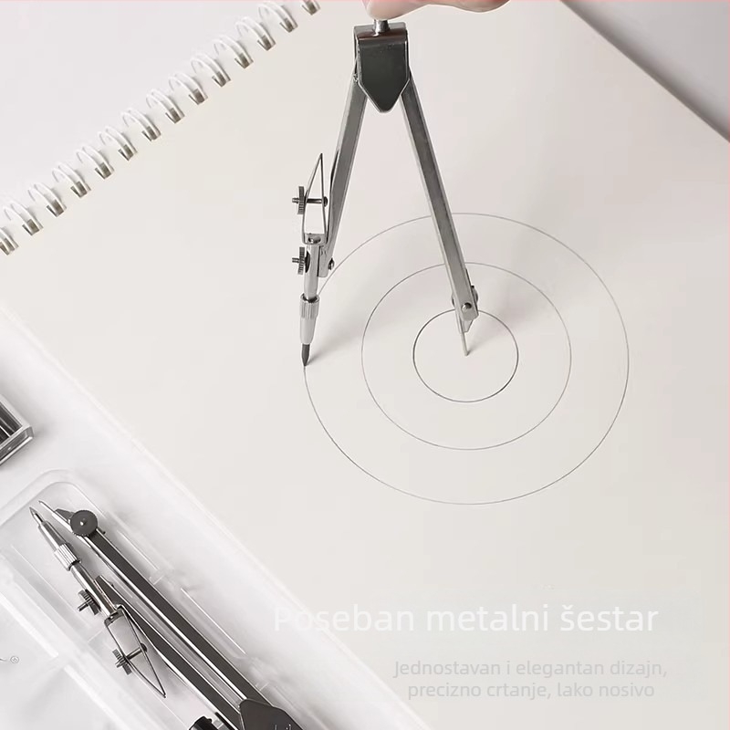 Metalni set kompasa za inženjersko crtanje, 24 komada