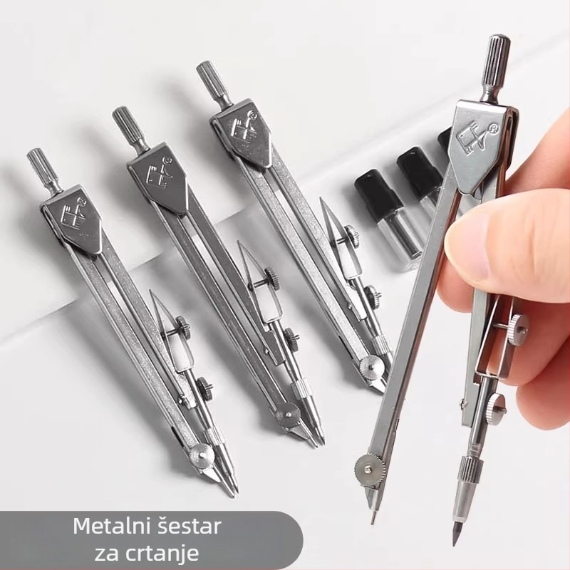 Metalni set kompasa za inženjersko crtanje, 24 komada