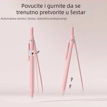 NBX Scream Compass Pen za nastavu geometrije u osnovnoj školi, višefunkcionalni set za crtanje s ravnalom