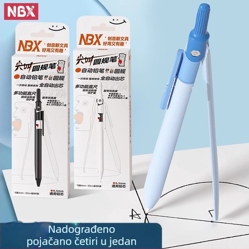 NBX Scream Compass Pen za nastavu geometrije u osnovnoj školi, višefunkcionalni set za crtanje s ravnalom