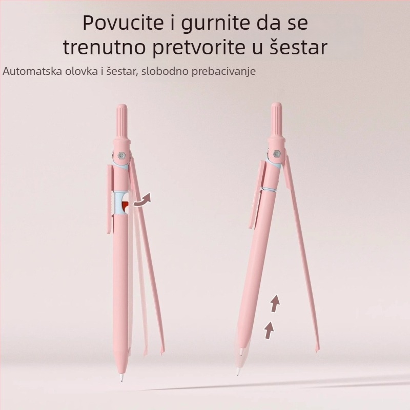 NBX Scream Compass Pen za nastavu geometrije u osnovnoj školi, višefunkcionalni set za crtanje s ravnalom
