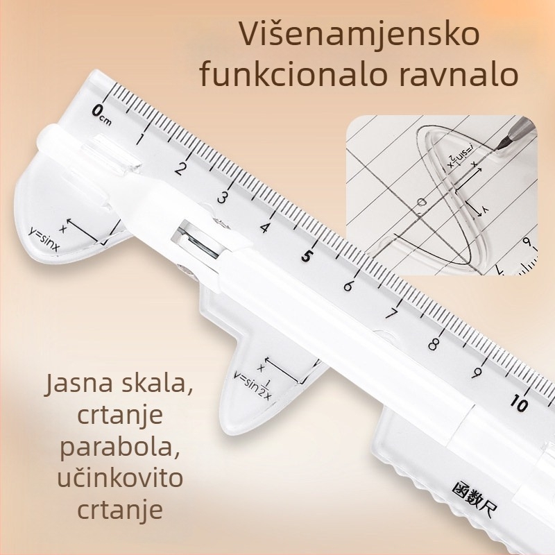 Tri u jednom: višenamjenski alat - olovka, šestar i pravilo za crtanje kružnica, geometrijski alat za učenike srednjih škola.